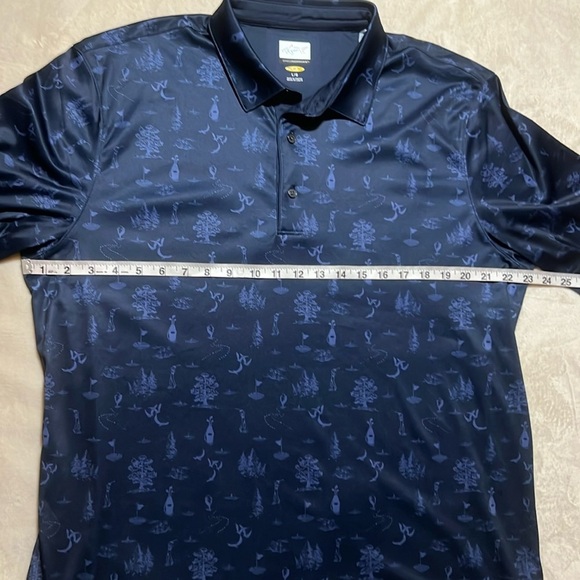 Greg Norman Men's Polo Shirt - Navy with playful golf course imagery print sz L - Picture 8 of 10